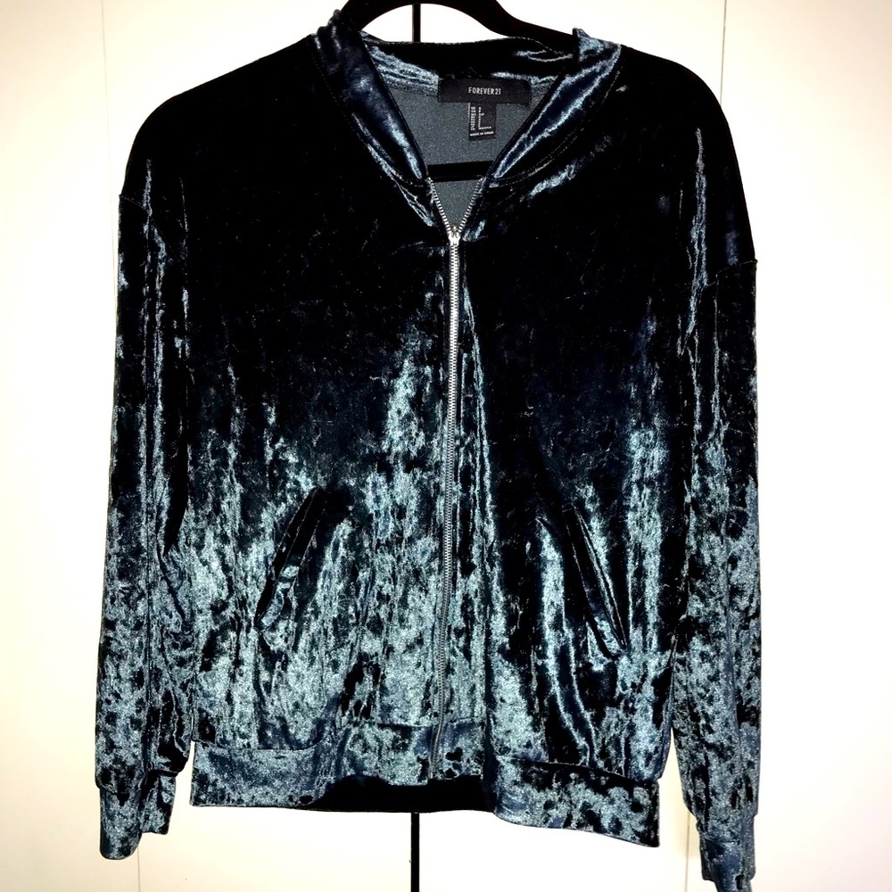 Forever 21 Crush Velvet Sleeve Jacket Sz S